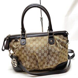 Authentic Gucci SUKEY Brown Canvas Hand Bag mn688-0100926